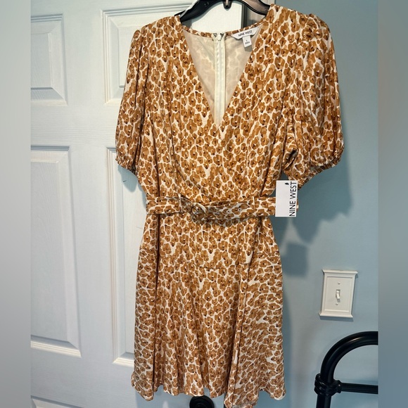 Nine West faux wrap belted dress NWT - Picture 2 of 9